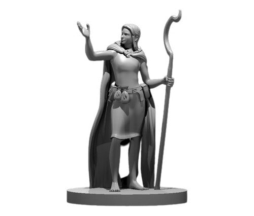 Miniaturas Guerra Cruzada Druida Mulher D&d Rpg Cor Cinza