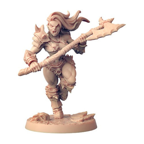 Miniatura Devastação Orc Bárbaro Mulher Dungeons And Dragons